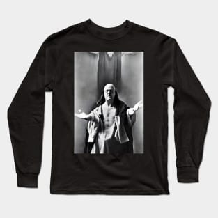 Black and White Cyberpunk Aleister Crowley The Christ of Thelema painted in a Surrealist and Impressionist style Long Sleeve T-Shirt